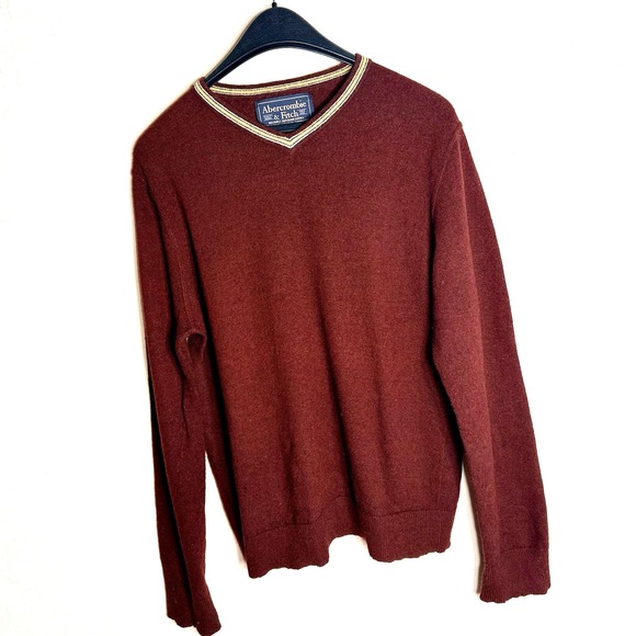 Vintage Abercrombie Men's(M) Wool-Knit Pullover V-Neck 90's Preppy Dark Academia - Picture 1 of 15